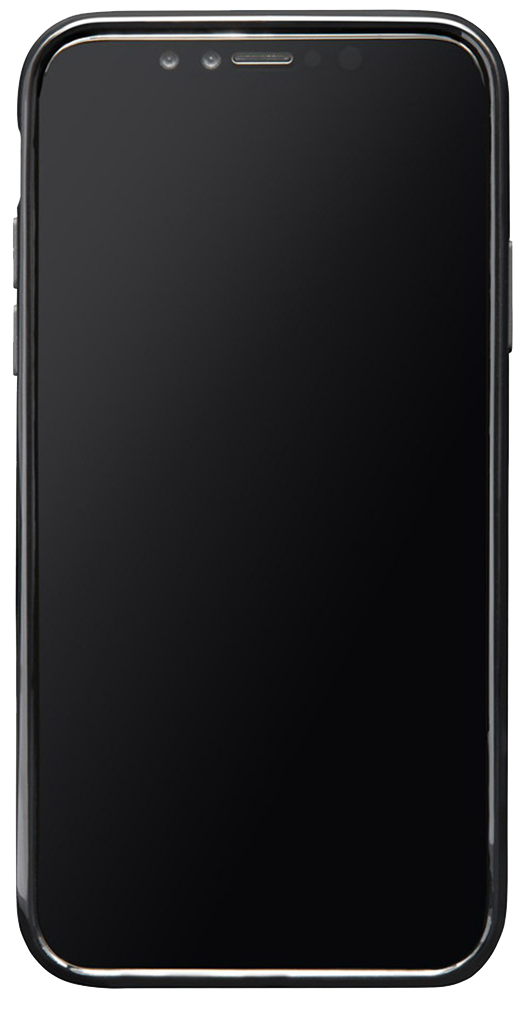 A black, glossy smartphone containing an interactive Scotti's iframe